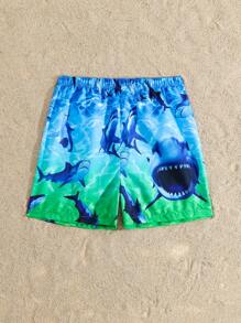 Baby Jungen Badeshorts mit elastischem Bund und Haifisch Farbverlauf Muster