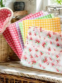 50 piezas de papel de horno antiadherente apto para pastel, sándwich, picnic con 5 estilos diferentes; papel de envoltura con cuadrícula para comida rápida, forro de canasta