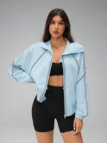 SHEIN Tall Women's Sun Protection Clothing Functional Sun Protection Clothing Water Repellent Autumn Winter Clothes For Women - Blue - View 5