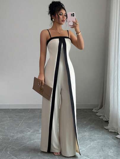 Rafferiza Women's Summer Simple Contrast Color Jumpsuit