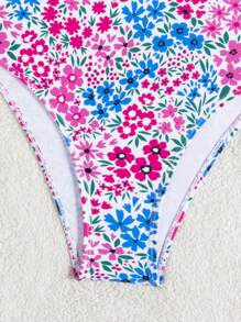 SHEIN Swim 1 件女式全身印花连体泳衣，适合夏季、海滩、度假的连体泳衣 - 彩色 - 查看 6