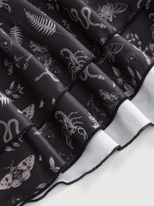 ROMWE Goth Shorts de talla grande con estampado floral de estilo bohemio - Negro - Ver 4
