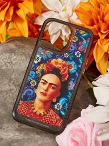 Frida Kahlo X SHEIN Funda transparente duradera y de moda para teléfono móvil con diseño gráfico de figura - Diseño de estuche protector con estampado de estilo vacacional, compatible con iPhone