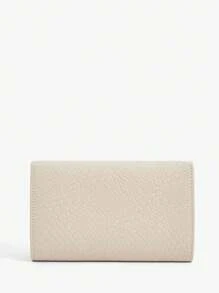 SHEIN SXY Damen, Frauen Gold Metall Clutch Tasche, Umhängetaschen, modisch, elegant, schlicht, personalisiert, vielseitig, klassisch, geprägtes Kunstleder, große Hardware Schnalle Dekoration, für Pendeln, Büro, Date, Alltag, Einkaufen, Nachmittagstee - Beige - Übersicht 4