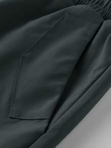 Claim Dot Men's Simple Casual Solid Color Drawstring Cargo Shorts - Grey - View 6