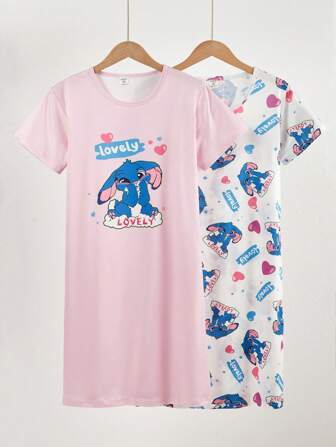 Girl's Cute Sheep Pattern 2 Pieces Set: Comfortable Long Sleepshirt Dress, Fashionable For Tween Clothes For Girls 10 Girls Sweet Nightdress