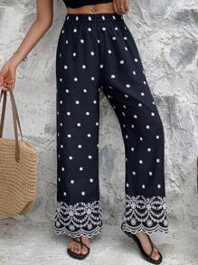 DAZY Women's Vacation Style All-Over Print Straight Leg Ankle Pants Boho - Blue - View 2