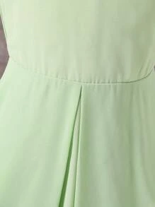 SHEIN Vestido de dama de honor para boda o fiesta, de unicolor con volantes en el dobladillo, para niñas - Verde - Ver 5