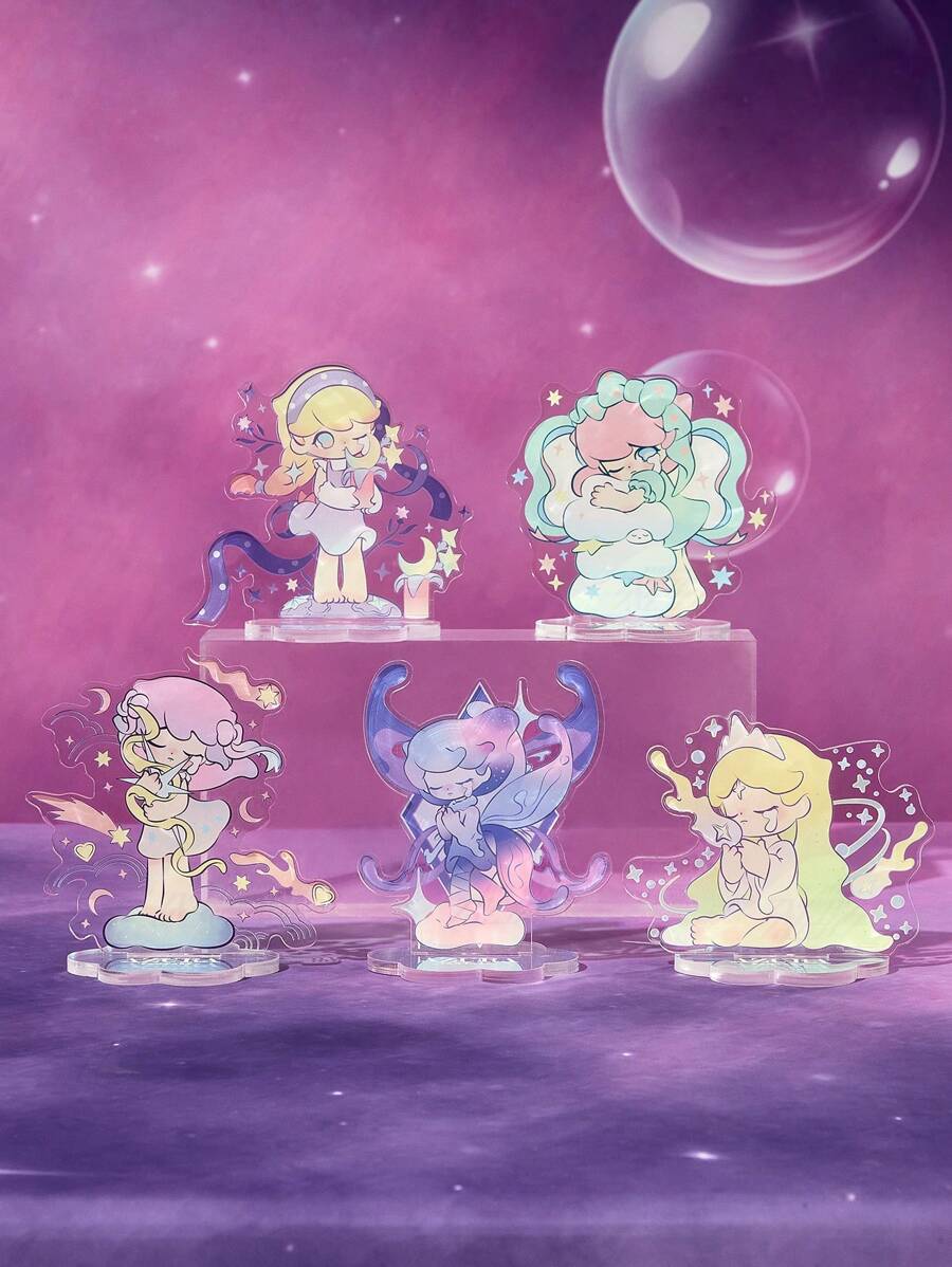 Pop Mart Azura X SHEIN 色彩鲜艳可爱的亚克力人物支架，装饰你的办公桌，创意桌面装饰