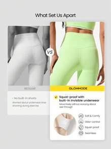 GLOWMODE 24" FeatherFit™ Crossover Leggings With Built-In Underwear Light Support Low Impact Yoga Daily Gym