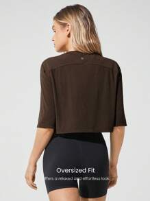 GLOWMODE TENCEL™ Modal Flow Form Lightweight Silky Smooth Oversized Short Sleeve Round Neck Active Crop Top Low-Impact Yoga Pilates Gym Studio Daily Casual Wear