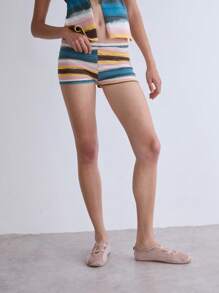 COUREZ Rib Knit Ombre Micro Shorts /Y2K StreetWear Winter Clothes For Women Women's Winter Clothes Vacation Sexy