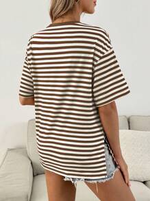SHEIN Pregnant Women's Summer Striped Crew Neck Short Sleeve Casual T-Shirt