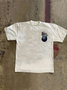 Noixe Men's Summer Casual Contrast Color Sculpture Ball Print T-Shirt