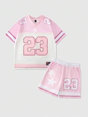 Prep 1 Set Herren glänzender Gewebe Patchwork Mesh Sport T-Shirt & Shorts, Athletenuniform