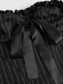 ROMWE Gothic Style Striped Fabric Bowknot Strap Women Bustier Corset Top, Undershirt - Black - View 3