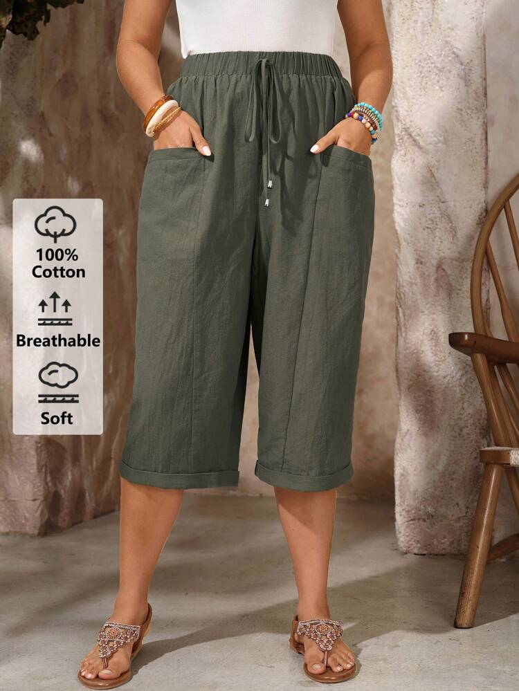 Pantalones capri casuales de talla grande para mujer con cintura anudada y bolsillos dobles, para verano, playa, vacaciones, conciertos de country, raves, vacaciones en la playa, otoño, ropa de otoño para mujer