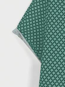 Manfinity Homme Camisa Casual de Manga Curta com Botões na Frente e Estampa Completa Verde para Homens