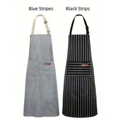 1 件可调节围兜围裙带 2 个口袋厨师烹饪厨房餐厅围裙男女款