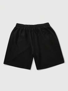 ROMWE MEN Men's Street Life New Design Rhinestone Effect Print Zebra Pattern Shorts, Summer - Black - View 2