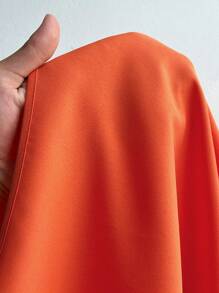 Maweii Plus Size Solid Color V-Neck Cross Wrap Elegant Short Sleeve Blouse - Orange - View 7