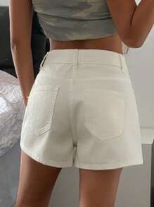 DAZY Summer New Loose Casual White Women's Denim Shorts - Beige - View 4