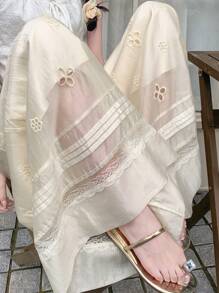 DAZY 女士蕾丝休闲夏季裤，返校季服装度假装 - 白色 - 查看 5