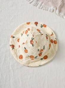 SHEIN Infant Fruit Print Sleeveless Romper Cotton Baby Clothes Baby Clothes Set Baby Clothes Sets Newborn Outfit Sets - Apricot - View 4