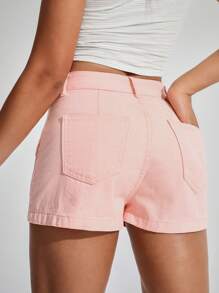 SHEIN EZwear Shorts di jeans semplici e casual di colore unito da donna