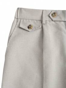 Manfinity Homme Men's Solid Color Casual Pocket Shorts, Versatile Summer Fashion Mens Dress Shorts Mens Khaki Shorts Bermuda Shorts Men
