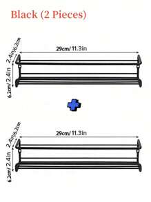 Black/Silver Metal Spice Rack, No Drill Mark Wall Mount Or Screw Installation, Space Saving Spice Jar Holder, For Cabinet Door/Wall Storage Of Herbs And Spices, Sturdy , Holds 6-8 Spice Jars, Up To 10kg Load, Great For Kitchen, Bathroom - Multicolor - View 11