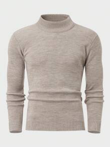 Men Solid Casual High Neck Regular Sweater