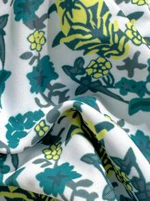 Swim Mod 女士夏季沙滩花卉印花露背性感比基尼泳装套装