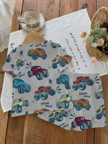 Conjunto de 2 piezas de pijama holgado y casual para bebé niño, apropiado para el verano