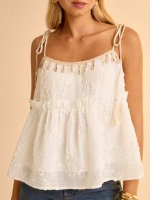 CAJUNI Débardeur de femme à motif coquillage mode brodé, convient pour l'été