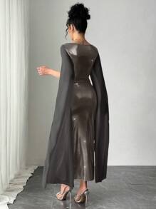 Chiquease New Style Women Elegant Pleated Waist High Split Dress - Multicolor - View 2