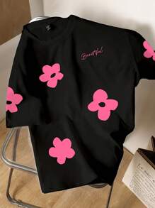 Manfinity Joysei 男士圆领短袖花卉印花休闲T恤，夏季