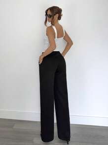 SHEIN Essnce Women's White Semi-Sheer Knitted Crop Tank Top With Gold Ring Detail - White - View 4