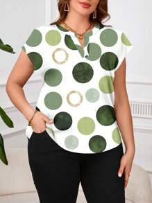 EMERY ROSE Blusa casual minimalista senza maniche con stampa geometrica, taglie comode per donne di taglia grande - Multicolore - Visualizzare 3