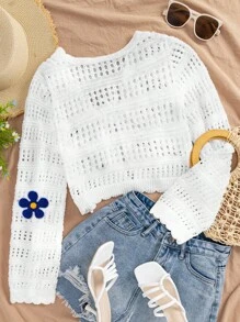 Travachic Áo khoác cardigan dáng rộng thời trang dành cho nữ, thích hợp cho mùa hè, thêu hoa, phù hợp đi biển vào mùa thu/đông - Nhiều màu - Xem 2