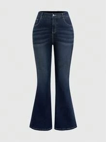 ROMWE Grunge Punk Y2K 风格刺绣星星复古喇叭牛仔裤