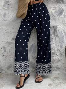 DAZY Women's Vacation Style All-Over Print Straight Leg Ankle Pants Boho - Blue - View 8