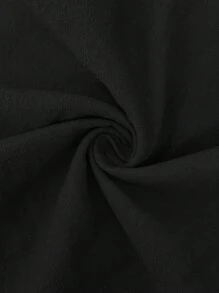 SHEIN LUNE 纯色宽肩带简约休闲上衣，休闲款 - 黑色 - 查看 7