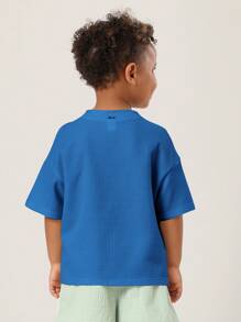 SUMWON Kids Waffle Texture T-Shirt Short Sleeve Crew Neck Casual Breathable Summer Pocket Front Shirt School Play