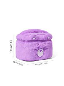 SHEIN X Care Bears 1 Pc Large Capacity Cute Plush Care Bear Cartoon Embroidery Design Cosmetic Bag With Handle,Cheer Bear, Gift For Friends,Valentine's Day - Purple - View 6