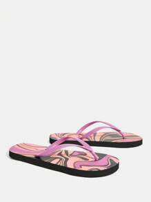 Grefit Damen Zehentrenner Sandalen, bequeme, leichte, weiche, rutschfeste, atmungsaktive, sommerliche Outdoor-Lässig-Fashion Strandpantoffeln - Rot-violett - Übersicht 5