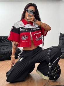 Coolane Camisas cortas de verano con estampado gráfico Y2K para salir, para mujer y hombre, estilo urbano