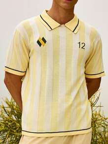 Manfinity Hypemode European And American New Stylish Blogger Design Sporty Contrast Embroidery Men Polo Shirt Yellow Top Men - Yellow - View 3