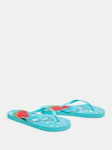 Grefit CUCCOO Watermelon Print Flat Sandals, Suitable For Beach And Home Wear - Mint Blue - View 3