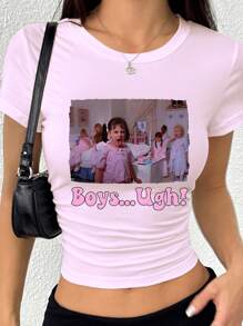 INAWLY Infant T-Shirt, Women & Girls Y2K Style Cropped Fitted T-Shirts, Cute Tops, Friends Gift, Sarcastic Print